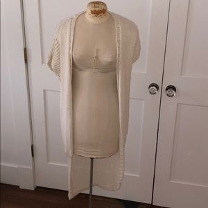 Woven short sleeve cardigan